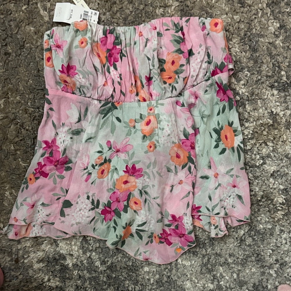 Hollister Floral spaghetti strap tube baby doll top